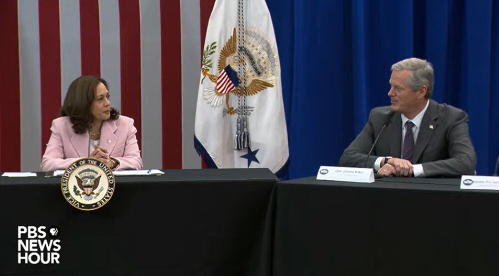 VP Harris and Gov. Baker converse on panel